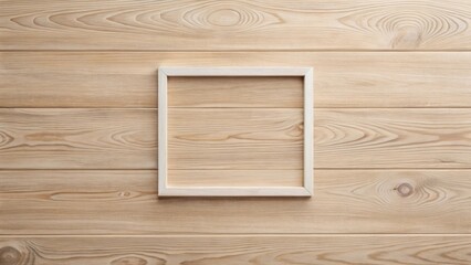 Empty light wood picture frame on a natural wood background ideal for design projects and presentations