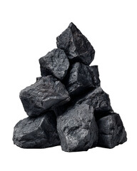 Dark Coal Rocks Pile Isolated Black Background,