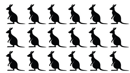 Black kangaroo silhouettes standing animal marsupial