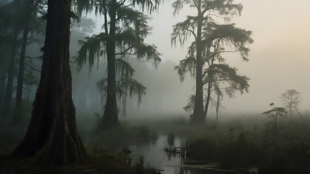 Misty Cypress Swamp at Dawn