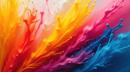 Vibrant paint splashes in rainbow colors abstract colorful