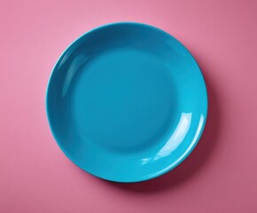 Blue plate for food. Empty plate with space for copying.