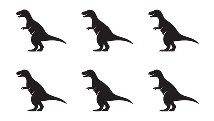 Six stylized black dinosaur silhouettes prehistoric
