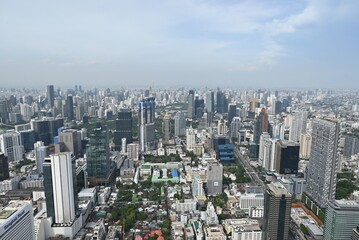 Obraz premium Aerial view from Maha Nakhon tower over the city of Bangkok, Thailand