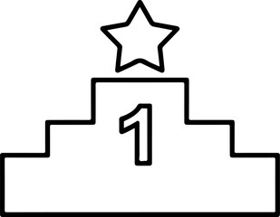 Simple line art icon of a winner s podium with a number one and a star