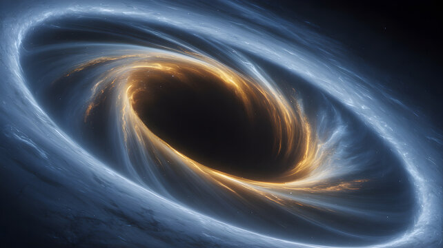 Supermassive black hole bending spacetime and absorbing matter