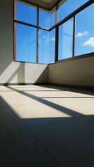 sunlight cast the shadow on the floor and wall