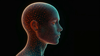 Obraz premium Digital glowing human head.