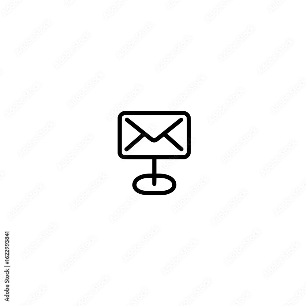 Aufkleber vector icon of standing envelope with tv shape for innovative email display and digital broadcast co
