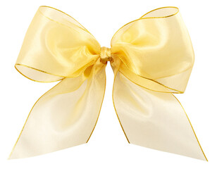Elegant Sheer Organza Bow with Gold Trim and Soft Flowing Ribbons, Luxury Style, PNG (4)