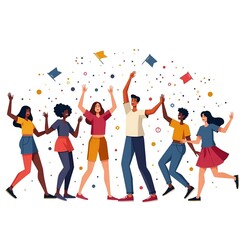 Modern Vector Illustration of International Youth Day Celebration with Diverse Young People