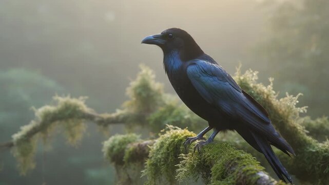 Raven Flying Through Moonlit Night