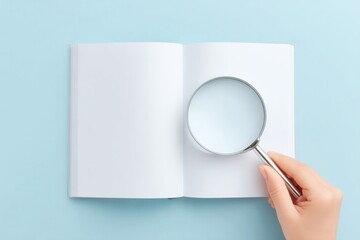 Open notebook with magnifying glass emphasizing focus on ideas a