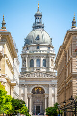 view of st. stephen’s basilica in budapest, hungary