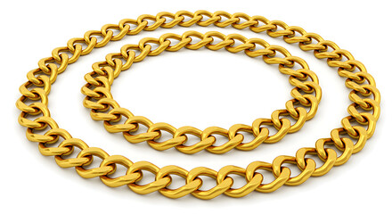 Obraz premium Two luxurious gold chains, perfect for jewelry design inspiration, showcasing their intricate craftsmanship and elegant appeal, ideal for high-end fashion or advertising.