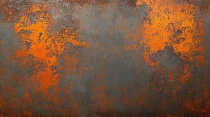 A textured surface featuring orange and gray hues, showcasing a mix of rust and patina effects that create an industrial aesthetic.