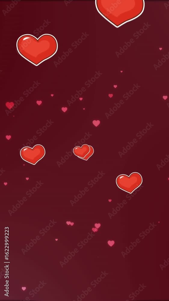 Poster animation of looping heart shapes against abstract background
