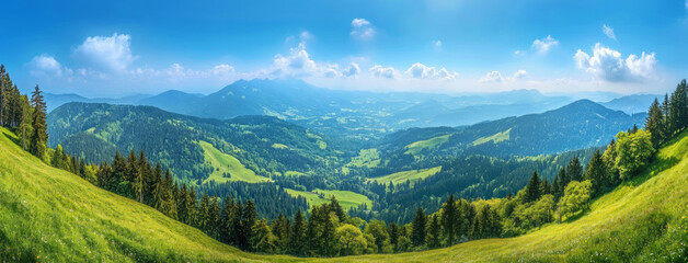 Majestic mountain and valleys covered in vibrant green vegetation