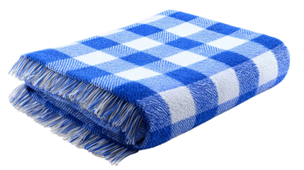 Blue and white checkered throw blanket soft texture cozy home decor