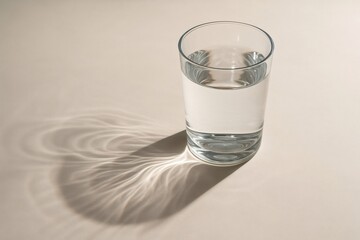 Clear drinking water inside a glass creating a beautiful caustic effect due to the refraction of light
