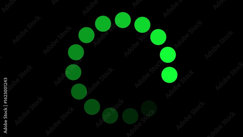 Aufkleber futuristic circular loading animation. glowing green progress bar on black background , animated of 