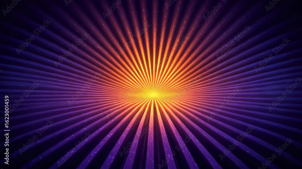 Poster radiating orange light burst lines background animation with symmetrical star rays visual motion gra