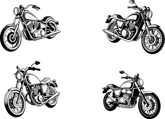 A vector set of motorcycles