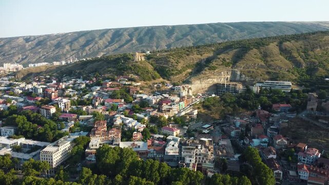 Georgia, Tbilisi, Tabor Monastery, sulfur baths. Drone view.