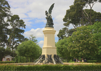 Madrid. Fountain of the Fallen Angel. The sculpture in Retiro Park (Parque del Retiro) depicts the Fallen Angel (El Ángel Caído) being expelled from paradise. (Detail)
