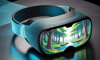 VR, glasses and engineering man on tablet for futuristic research, electronics management or software design. African person or technician in digital, virtual reality and tech in robotics laboratory