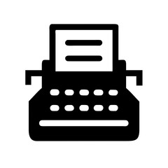 Black Friday icon, black typewriter with emerging coupon, transparent background