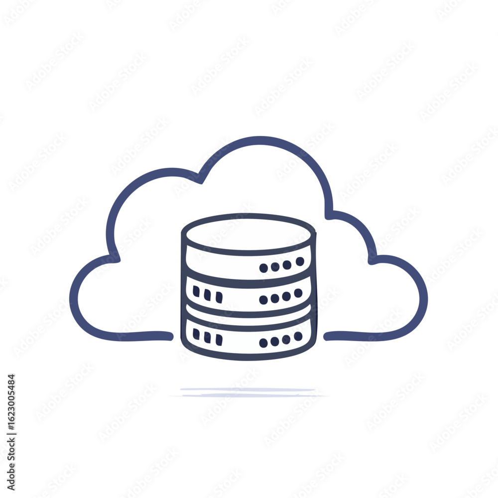 Poster abstract cloud server database illustration, data storage technology symbol on black backdrop, cloud