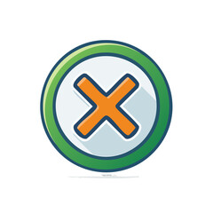 Obraz premium Orange X Icon in Green Circle Button for Delete and Cancellation on Black Background
