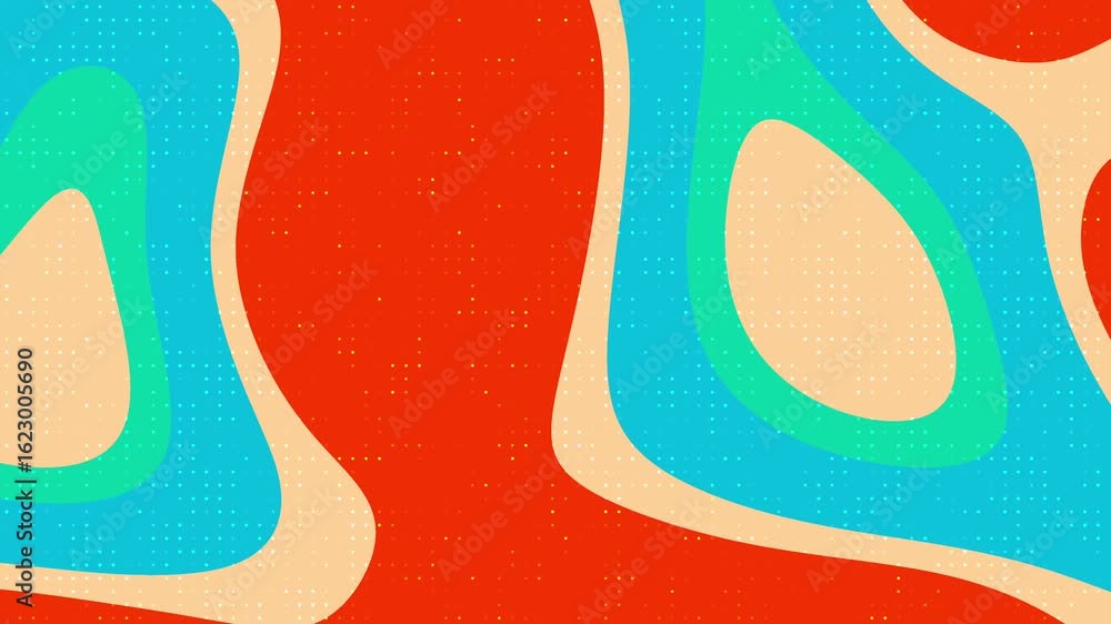Poster aurora heat dynamic abstract animation with colorful shapes and halftone patterns for modern backgro