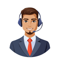 Smiling Customer Service Representative with Headset Illustration Business Professional Support