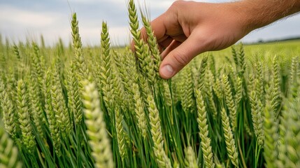 Close-up of wheat stalks in a field.