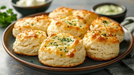 Garlic Herb Cheese Biscuits Baked Golden Brown