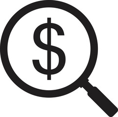 Looking for money icon . Magnifying glass with dollar icon isolated on white background  . Money search icon. vector illustration 
