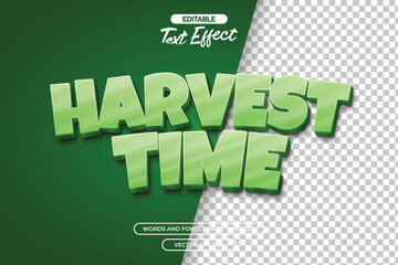 Harvest time editable text effect with 3d green text style