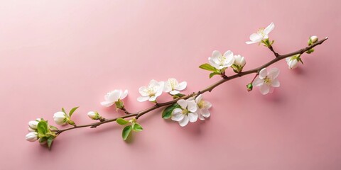 Obraz premium Delicate Spring Blossom Branch on Pale Pink Background, a Symbol of Renewal and Growth