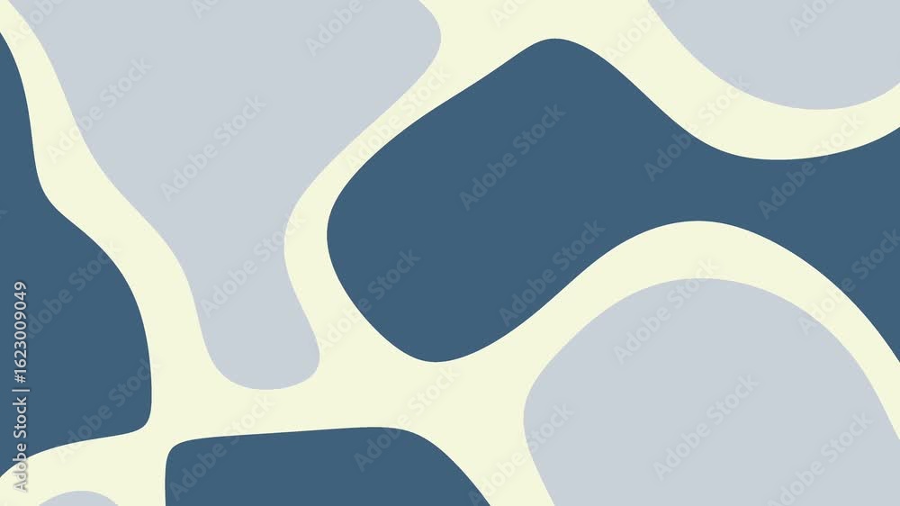 Poster blue bloom abstract animation featuring fluid shapes and evolving patterns in calming blues and neut