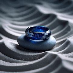 Dark Blue Glittering Stone Ring Encircling