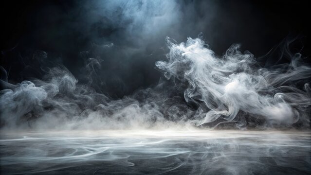 Ethereal Smoky Atmosphere A Dark, Moody Background with Ground Fog and Illuminated Haze
