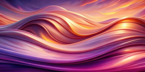 Obraz premium Abstract Swirling Hues of Purple, Pink, and Gold A Serene Digital Landscape of Intertwined Curving Lines and Flowing Textures