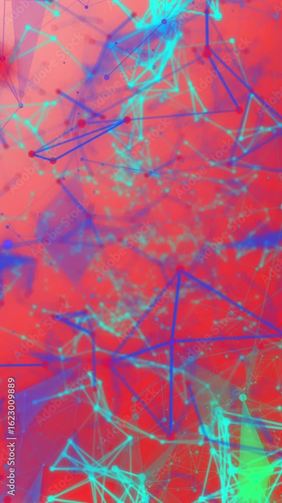 Poster animation of networks of connections on red background
