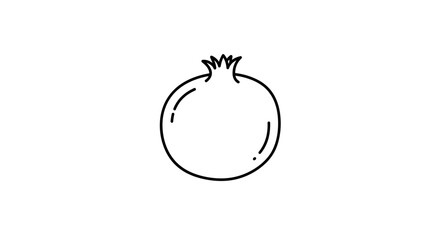 Simple line drawing of a pomegranate fruit on a white background  
