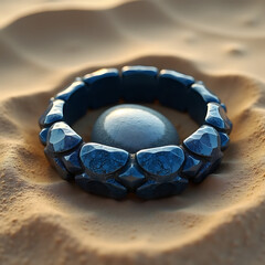 Dark Blue Glittering Stone Ring Encircling