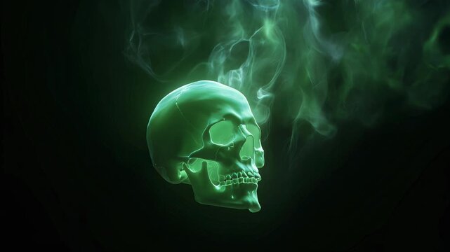 [60 FPS] Hyper-Realistic Green Skull in Smoke with Cinematic Lighting