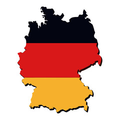 Germany Country Map with German Flag Silhouette Isolated for National and Geographic Design Projects