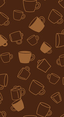 Scattered Coffee Cups Seamless Pattern Design